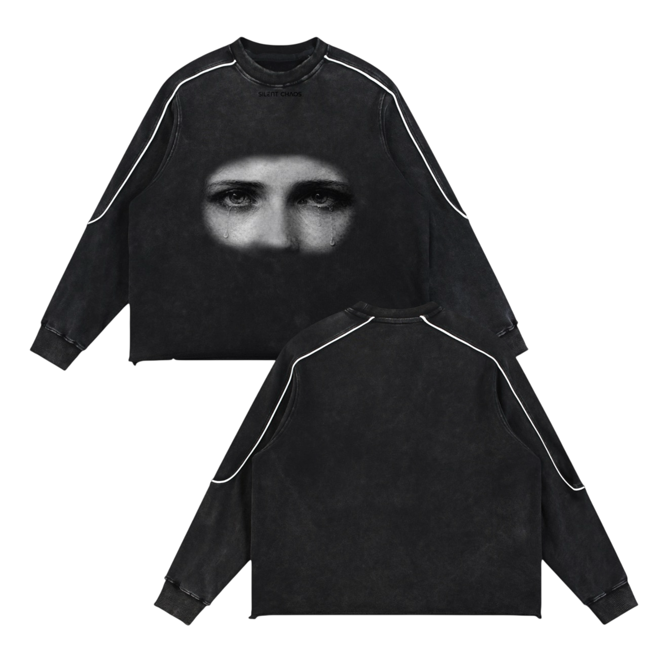 Mineral Wash Piping Raw Hem Sweatshirt