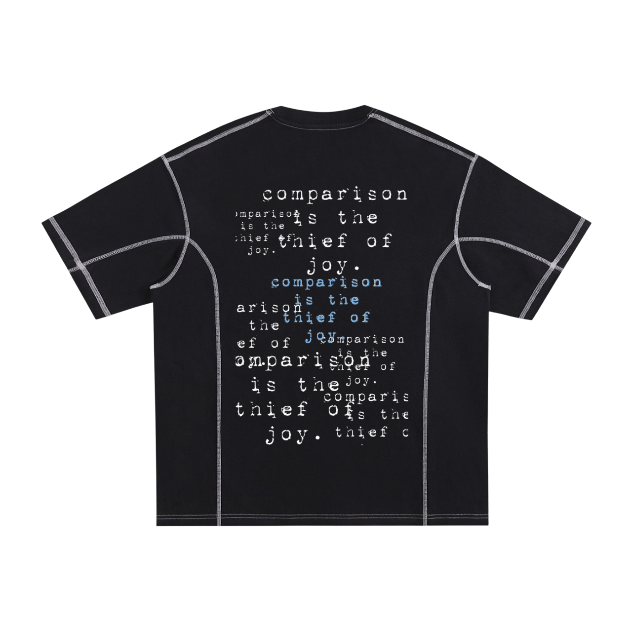 Streetwear Contrast-Stitched Cotton T-Shirt “comparison is the thief of joy”