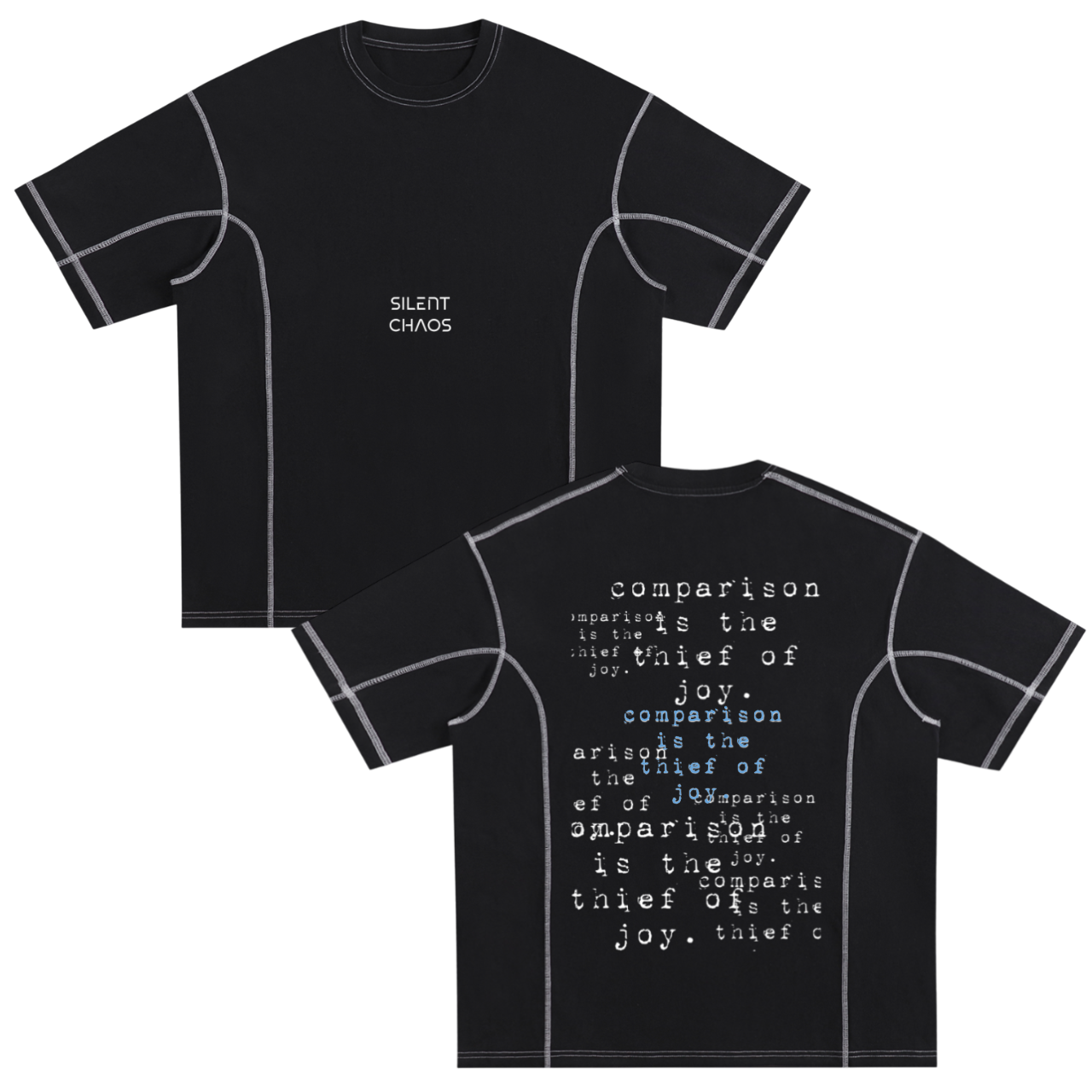 Streetwear Contrast-Stitched Cotton T-Shirt “comparison is the thief of joy”